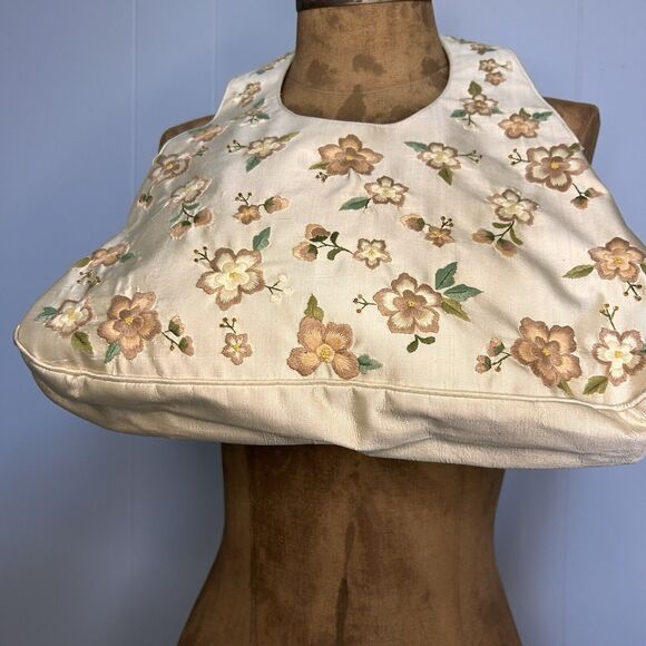 KIMBERLY ALAN Embroidered Floral Vintage 80s Purse Hobo Handbag 100% Silk - Picture 2 of 15
